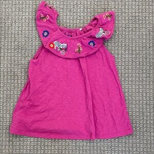 Mini Boden Fuchsia Top with Embroidered Animals
